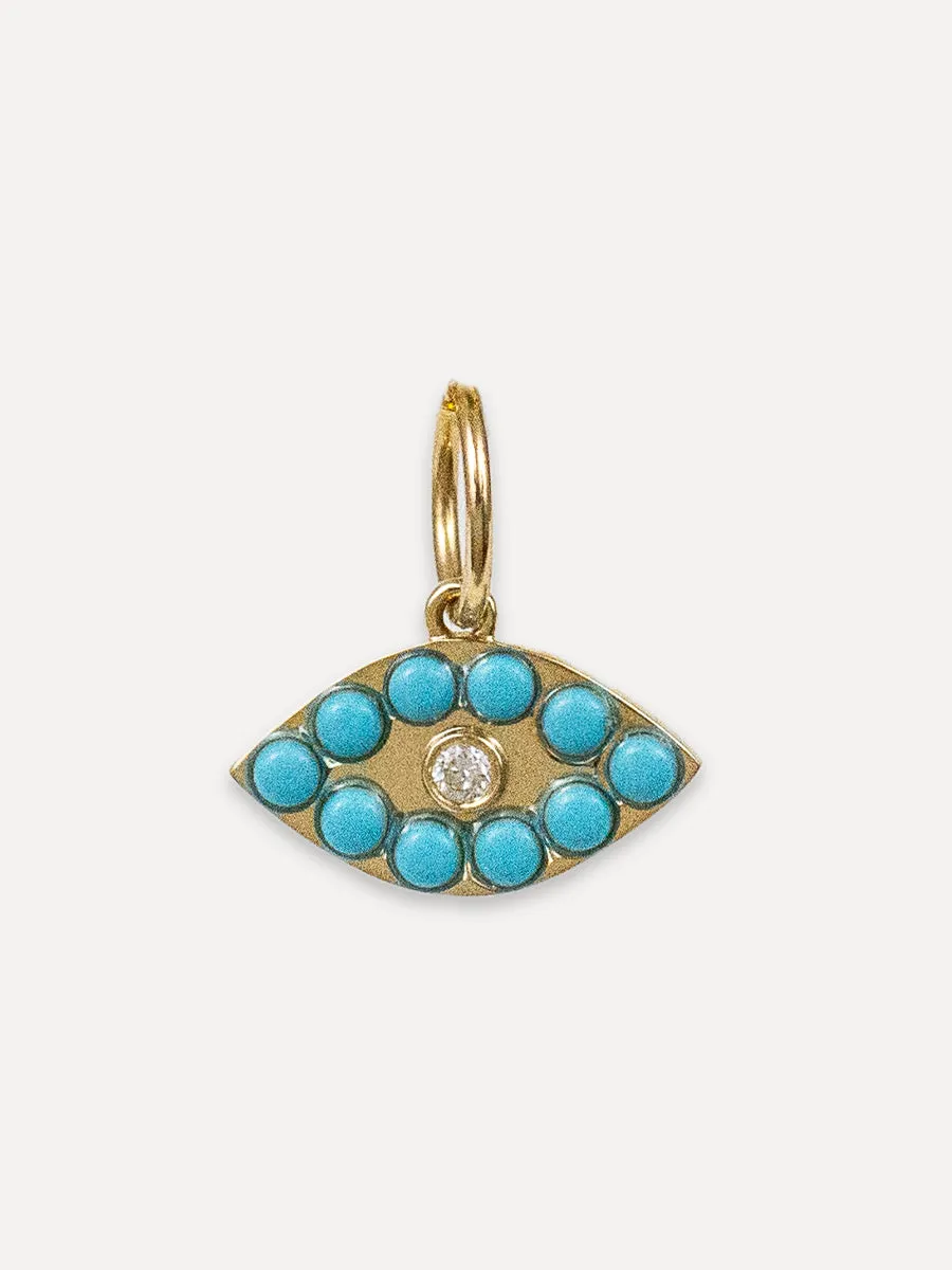 14K Turquoise Eye Charm