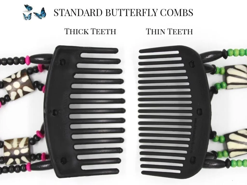 African Butterfly Thick Hair Comb - Gemstone Brown 76