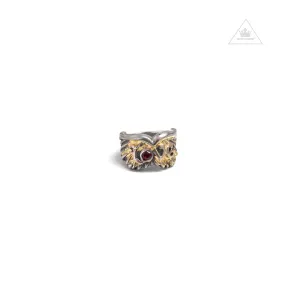Bill Wall Leather Custom Wing With Love Rings with 18K Gold Solder Ruby