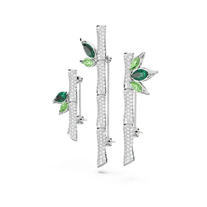 Dellium Bamboo Green Rhodium Plated Brooch 5645368