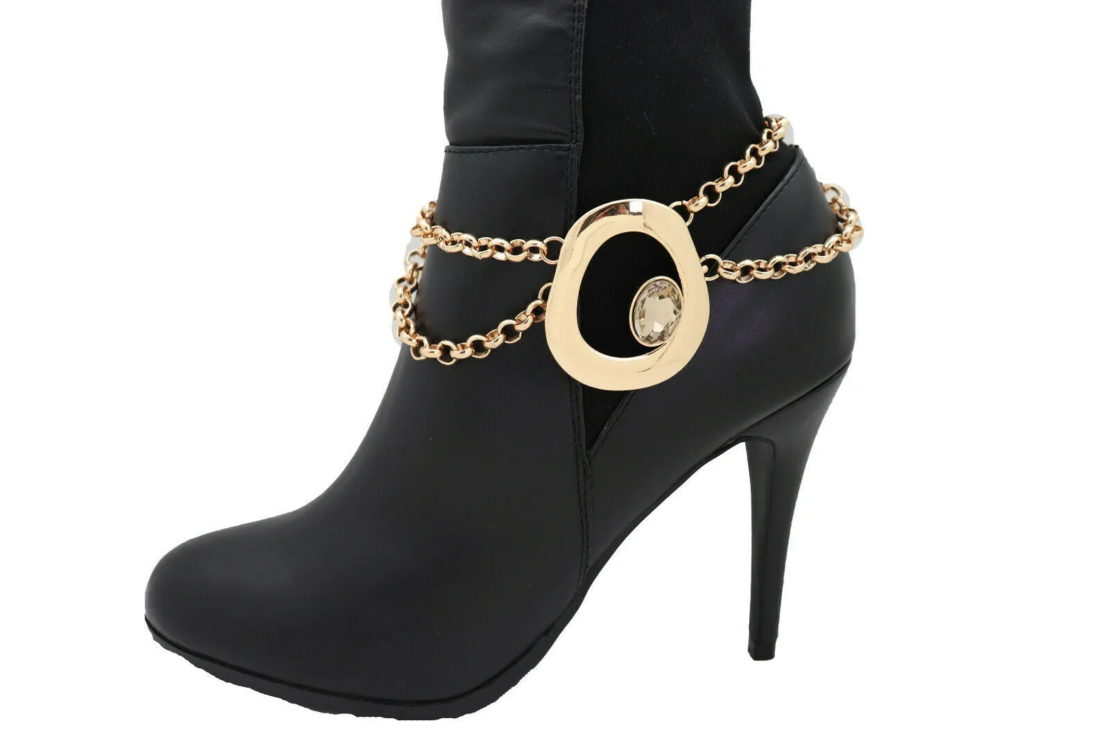 Gold Metal Chain Boot Bracelet Shoe Art Deco Charm