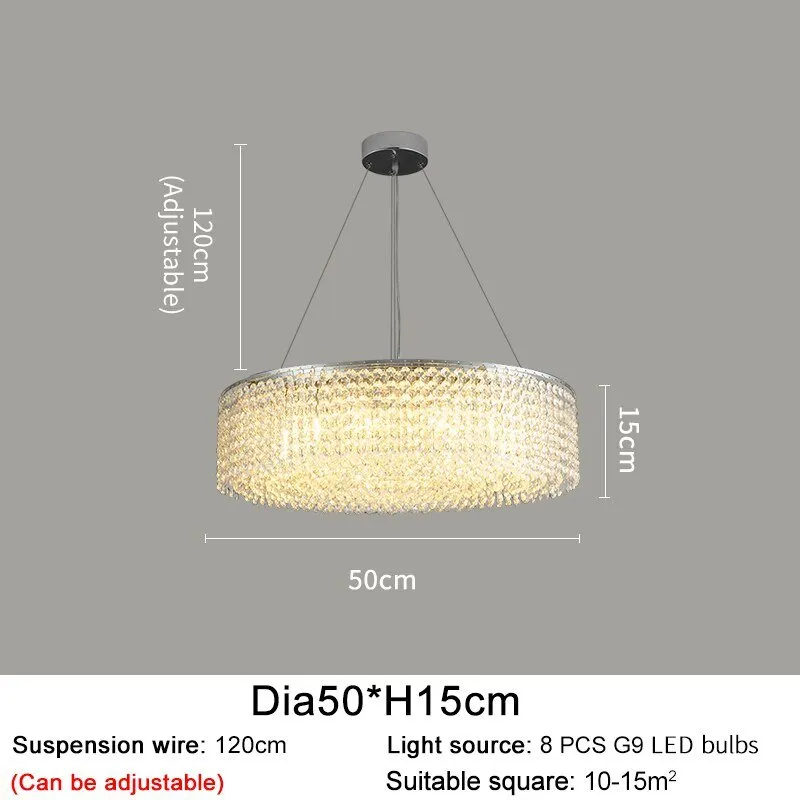 Modern Round Crystal Chandelier For Living Room Chrome Gold
