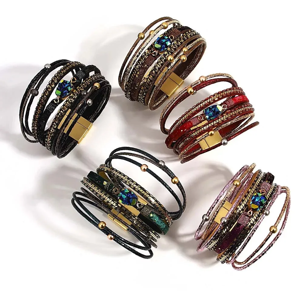 'Sky' Marble Charm Cuff Bracelet - black
