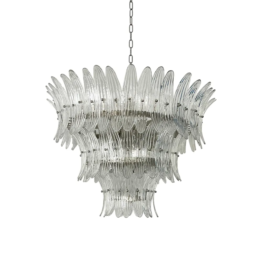 Transparent Palm Murano Glass Chandelier