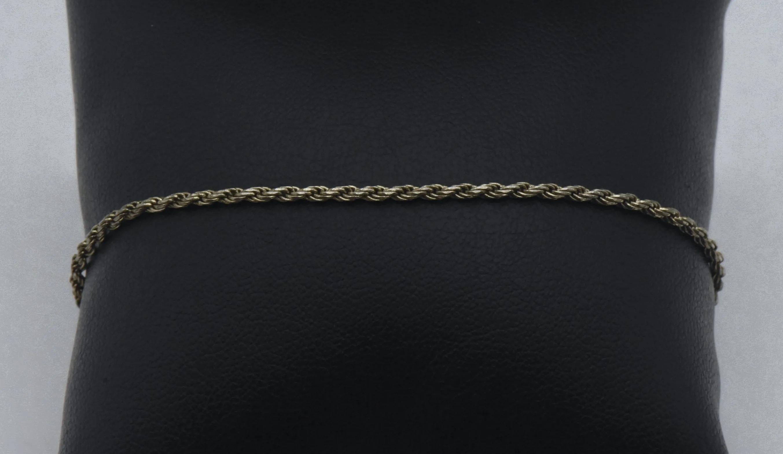 Vintage Italian Sterling Silver Rope Link Chain Anklet/Bracelet - 8.25"